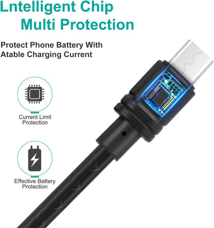 Short Micro USB Charging Cable 1Ft 2.4 A, 5 Pack Android Phone Fast Charger Cord with Extra Long Length for Samsung Galaxy S7 Edge/S7/S6 Edge/S6, Note 5/4